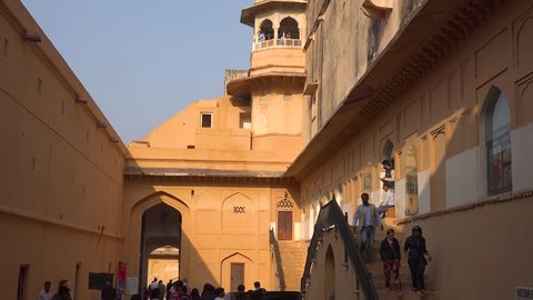 jaipur - rajathan, India. 7 March 2017. very nice footage of jaipur rajathan india, historical old building and architecture. 