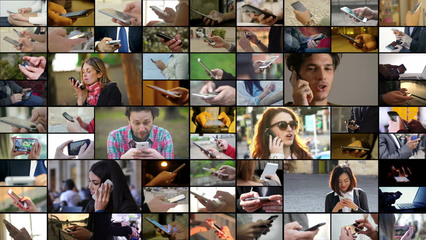 Communication, technology,devices. Multiscreen of people using smartphone | Shutterstock HD Video #1017472417