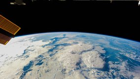 JUNE 2018: Planet Earth seen from the International Space Station with continent clouds over the earth, Time Lapse 4k ProRes on reverse motion. Images courtesy of NASA Johnson Space Center