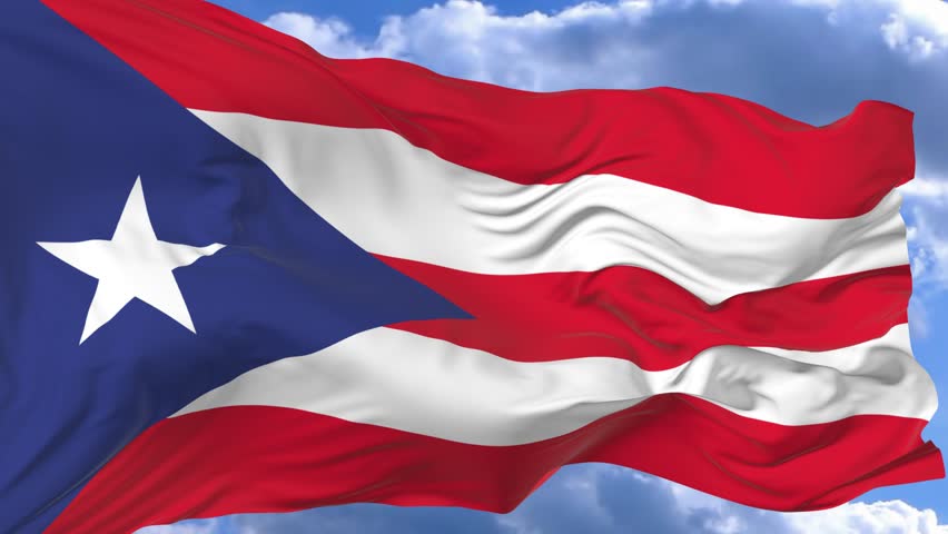 flag waving in the wind against the blue sky Puerto Rico Royalty-Free Stock Footage #1017501991