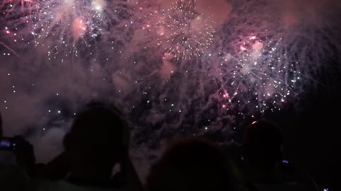 happy people look festive Fireworks