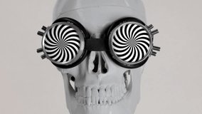 halloween skull with hypnotic videos pattern glasses .