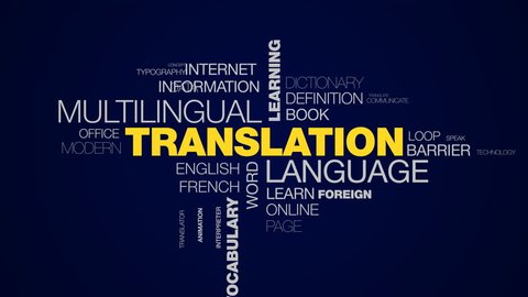 translation language multilingual learning communication education interpretation business international vocabulary school animated word cloud background in uhd 4k 3840 2160.