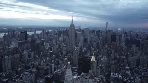 New York City Circa-2015, wide angle aerial view of Midtown Manhattan from above Gramercy