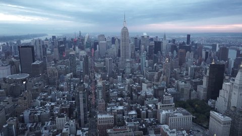 New York City Circa-2015, wide angle aerial view of Midtown Manhattan's skyline from the Flatiron District