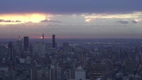 New York City Circa-2015, aerial view of Manhattan from Chelsea at sunrise