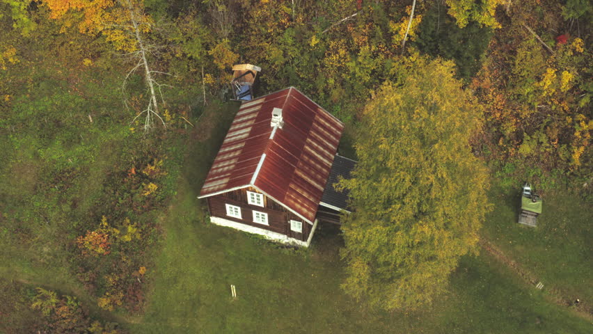 Cabin deep into the wilderness woods