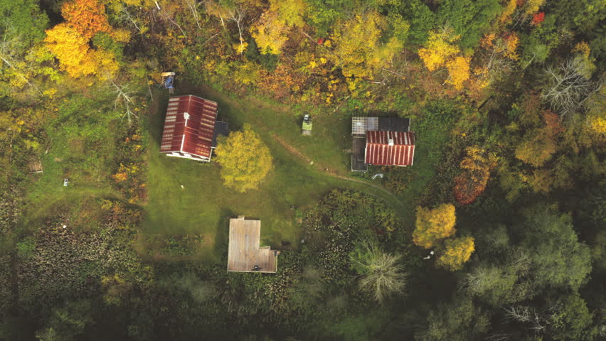 Cabin deep into the wilderness woods
