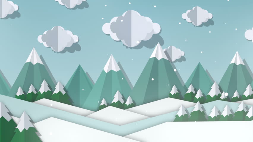 Flat Winter Animated Landscape Background. Stock Footage Video (100%