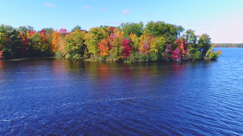Autumn in Northern Wisconsin, colorful scenic view of amazing forests and river.
