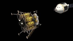 Undocking The Descent Module From The Spacecraft. Alpha Matte. 3D Animation. - Powered by Shutterstock - Get 15% off with code: PIKWIZARD15