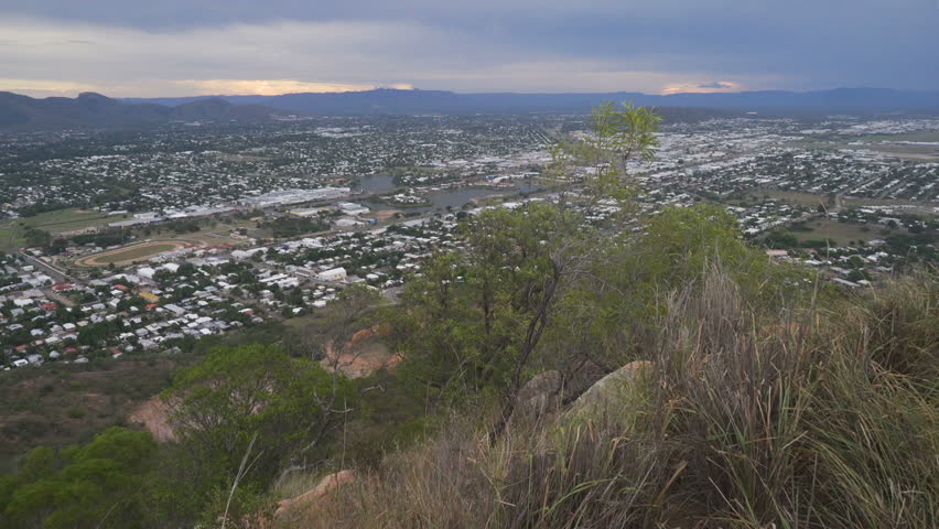 Townsville and mountains from castle hill lookout in Queensland, Australia