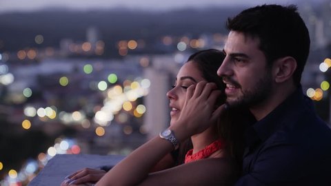 Good Looking Young Couple Share a Romantic Moment on a Rooftop 4k