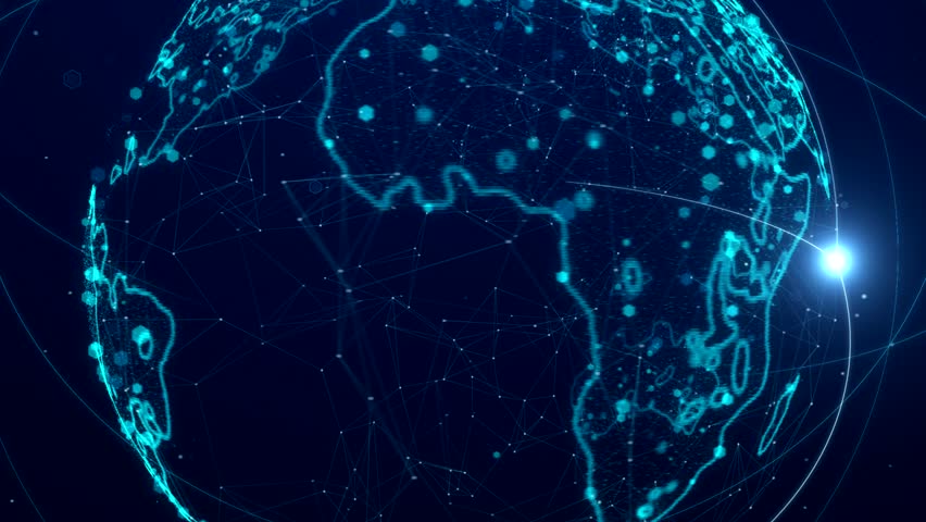 This motion graphic features a  high-tech globe with digital data and lines,is great to use as clip, or as a background,is great visual to add to a business or event with modern global reach | Shutterstock HD Video #1017599398