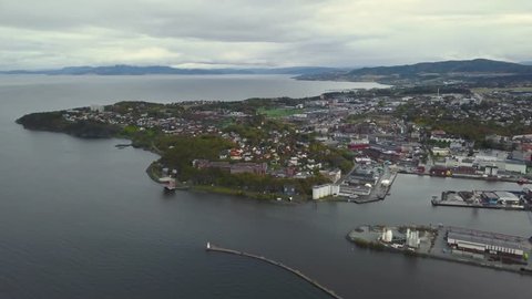 Aerial View over Trondheim, Norway.