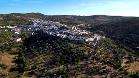 Aerial view of Aroche, Huelva. Andalusia, Spain. 4k Drone Video