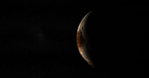 Sunrise in Pluto planet in the outer space