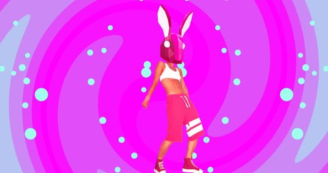 Fashion animation design. Dancing Bunny Freak . Party motion vibes. Ideal for Night club 库存视频