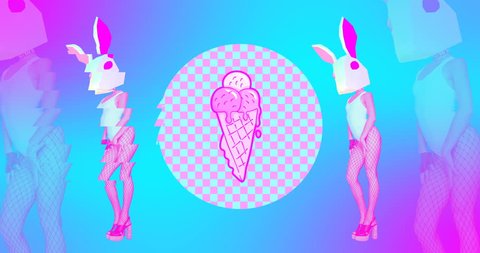 Fashion animation design. Dancing Sexy Bunny Freak. Ideal for Night club Party