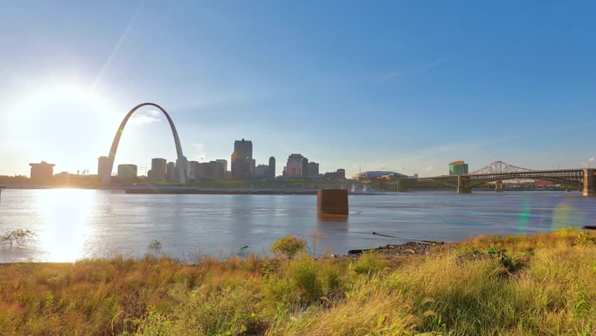 St. Louis, Missouri skyline and Gateway Arch.