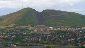 Overview of Kiruna, the northernmost town in Sweden where the mine expansion forces the town to move a few kilometers, as seen in the clips.