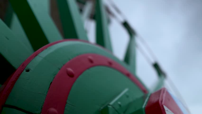 View of colorful bolts on a Dutch Windmill