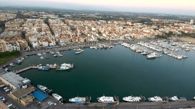 Aerial view in Cambrils, Tarragona, Spain. 4k Drone Video