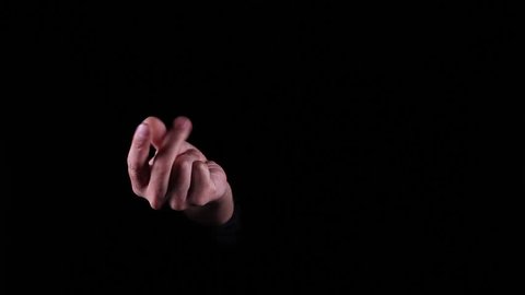 Hand Gestures coming out of the dark into the light. Holding GFX object vertically. 3 Finger Snaps.