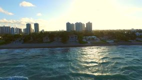 Aerial waterfront houses in Golden Beach FL 4k
