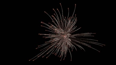 Firework explosion with trails. Separated on pure black background, contains alpha channel.