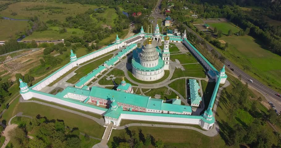 Resurrection New Jerusalem Jerusalem Stauropegic Monastery, view from above, Russia. Aerial