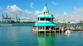Aerial stock Miami Beach Marina 2018 4k