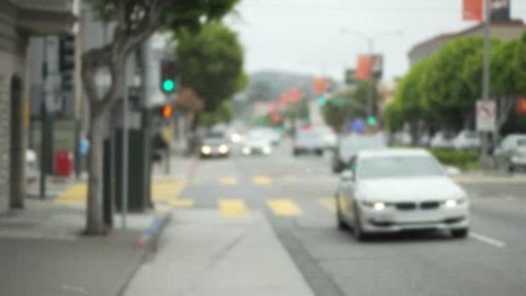 Street scene of daytime traffic in San Francisco. Cars driving on urban road. 4k