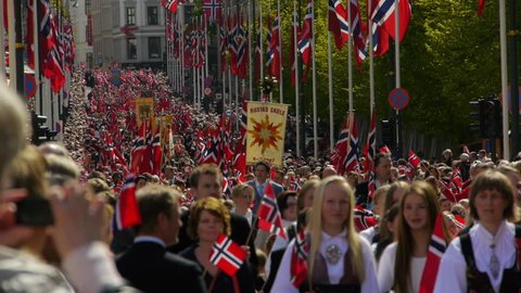 Oslo, Oslo / Norway - 05 05 2018: Norwegian Constitution Day is the national day of Norway. The most important part of the celebrations is the children's parade. 