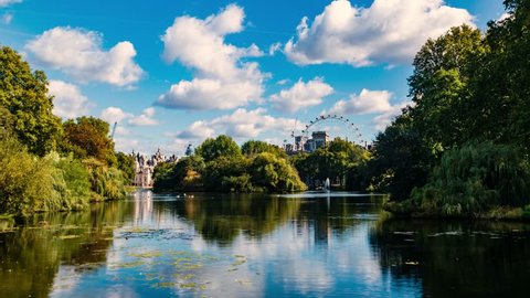 Timelapse view of St James park in central London