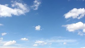 Blue clean sky, white clouds time lapse, nature rolling, formating fluffy, puffy cloudscape in beautiful time. FHD.