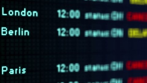 Flight information, cancelled and delayed flights.