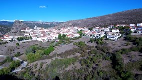 Aerial view of Huelamo, Cuenca. Spain. 4k Drone Video
