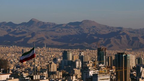 Iranian Flag Waving Middle Capital City Stock Footage Video (100% ...