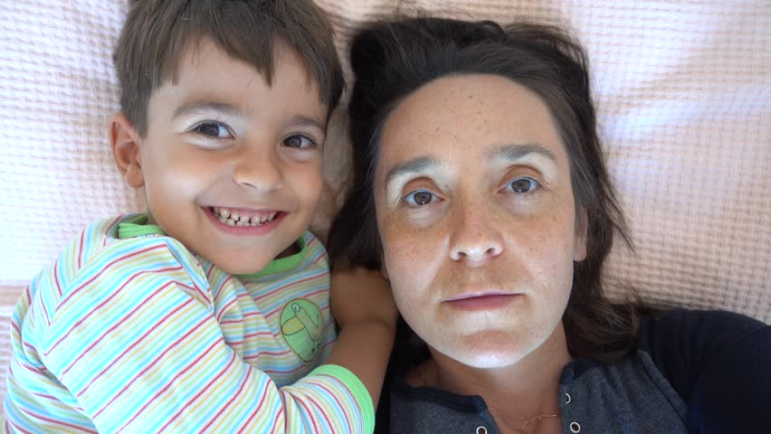 4K Selfie Mother upsets child with sad news and he turns away
