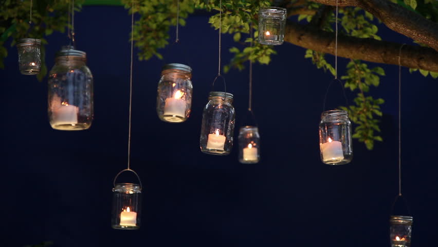 mason jar lights in trees