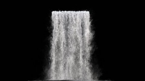 waterfall texture seamless loop, 4k, isolated on black with alpha and separate foam layer