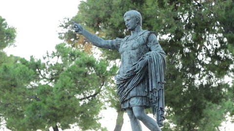 Ancient Roman Emperor Julius Caesar Octavianus Augustus Statue in The Pincio Park