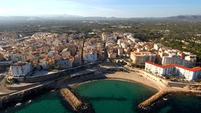 Aerial view of Ametlla de Mar, Tarragona. Catalonia,Spain. 4k Drone Video