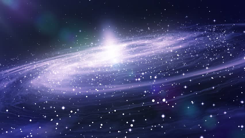 Rotating spiral to the galaxy in bright blue and white colors