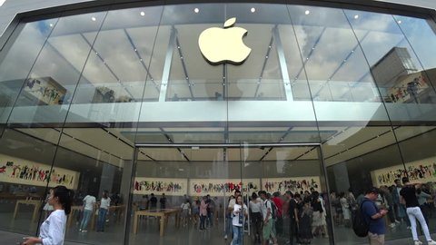 Chengdu, Sichuan Province/China-Sept.17,2018: an Apple store in Chengdu Taikoo Li, a new business and fashion landmark of the city.