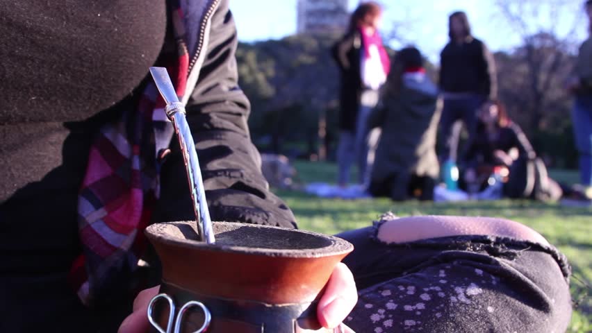 Sunset in park drinkin yerba mate, in Argentina.