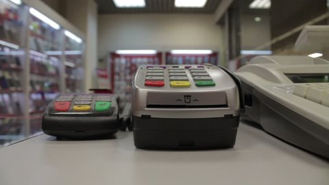 Credit card payment with chip front view 