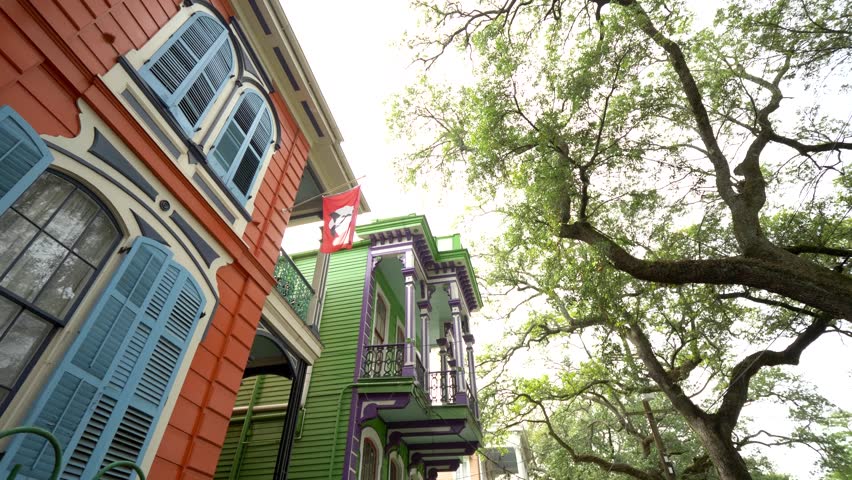 Colorful Hotel on New Orleans Street, Close-Up