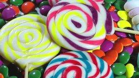 1920x1080 25 Fps. Very Nice Close Up Colorful Candy Mix Turning Video.